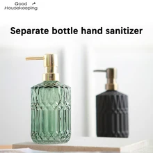 

High Quality Large 400ML Manual Soap Dispenser Clear Glass Hand Sanitizer Bottle Containers Press Empty Bottles Bathroom#GH