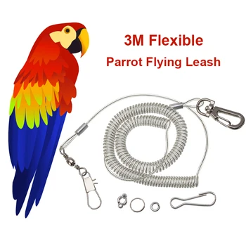 

3M Parrot Bird Flying Training Leash Anti-bite Ultra-light Flexible Rope with Leg Ring Harness Outdoor Macaw Cockatiel Starling