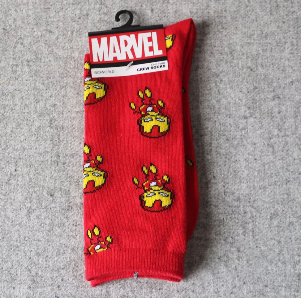 Герой комиксов Marvel General мужские носки с героями мультфильмов, Железный человек, Капитан Америка, по колено, теплые, сшитые, с рисунком, противоскользящие, повседневные носки