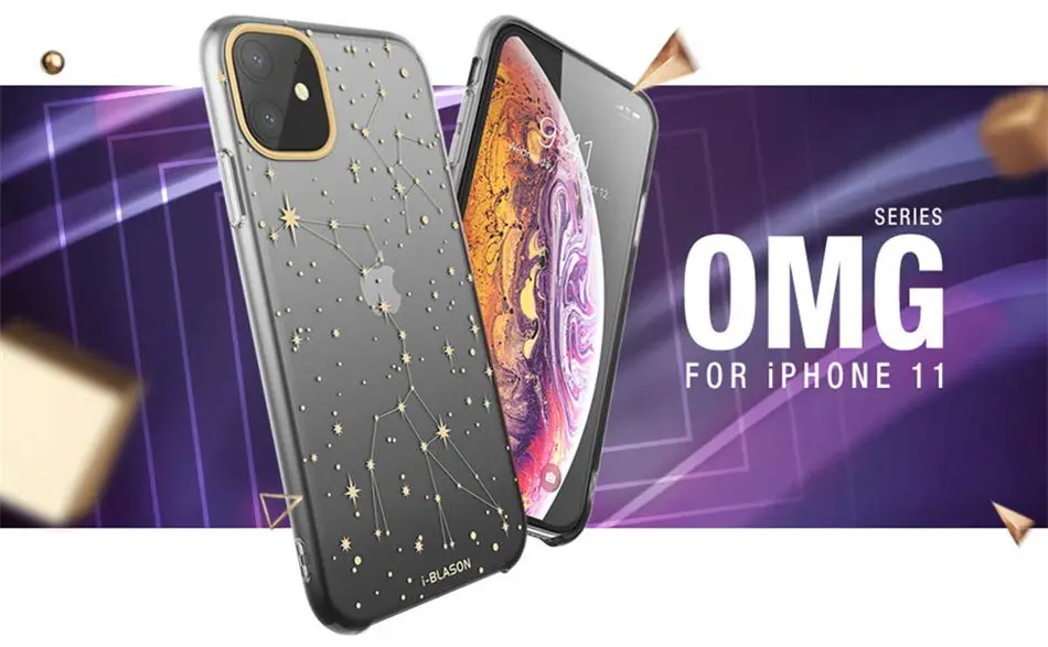 Чехол для iPhone 11 6,1 дюйма( выпуск) i-Blason OMG Series черный/звезда тонкий жидкий мягкий резиновый защитный силиконовый чехол