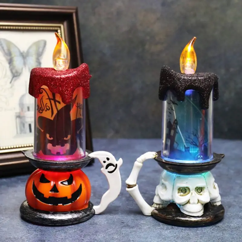 

Halloween LED Skull Pumpkin Flickering Candle Light Home Party Lamp Festival Decoration Bar Props