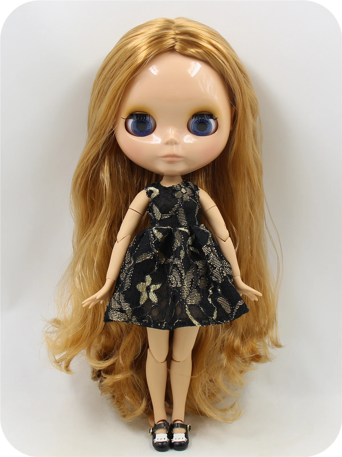 Neo Blythe Doll with Blonde Hair, Tan Skin, Shiny Cute Face & Custom Jointed Body 1
