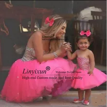 Милые платья для выпускного вечера Горячие Фуксия Короткие без бретелек со стразами для встречи выпускников/корпоратива платье Тюль Короткие линии платья для выпускного вечера горячая распродажа