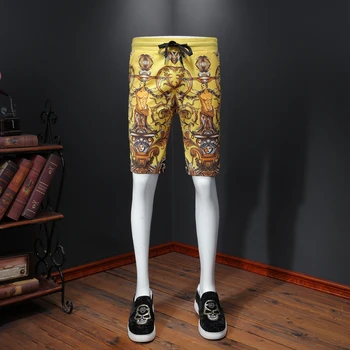 

2020 Summer Clothing New Gold Printing Shorts Men Casual Mens Shorts Slim Fit Streetwear Short Hombre Short Masculino 4XL-M