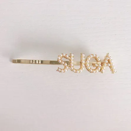 suga-gold Kpop Bangtan шпилька JUNGKOOK V JIMIN SUGA RM черная розовая заколка для волос женская заколка с кристаллами и буквами жемчужные украшения для волос - Цвет: suga-gold