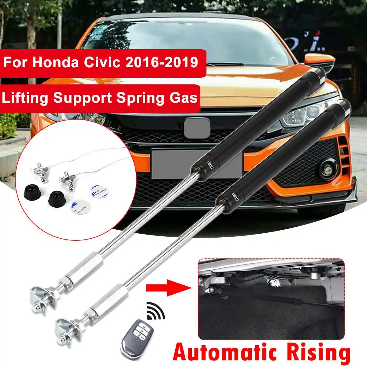 

2Pcs 160N Refit Rear Trunk Door Lifting Support Spring Gas Shock Bracket Hydraulic Rod Strut Bars For Honda For Civic 2016-2019