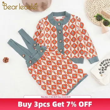

Bear Leader Children's Sets New Fashion Girls Retro Knitted Autumn Winter Outfits Girls Kids Clothing Suits Party Costumes 2 7Y
