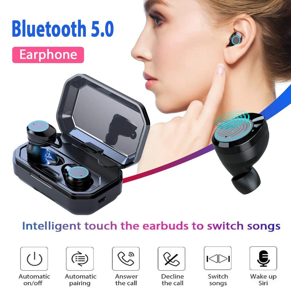 TWS X6 Bluetooth Headset 5.0 6D Stereo Headset Wireless Headset with 3300mAh LED Smart Power Bank Phone Holder for iphone Xiaomi