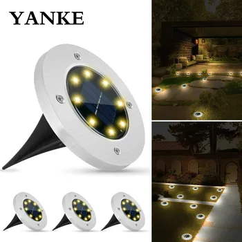 

YANKE Solar Powered Ground Light Waterproof Garden Pathway Deck Lights with Lawn Outdoor Buried Light Plug-in Lamp Dropshipping