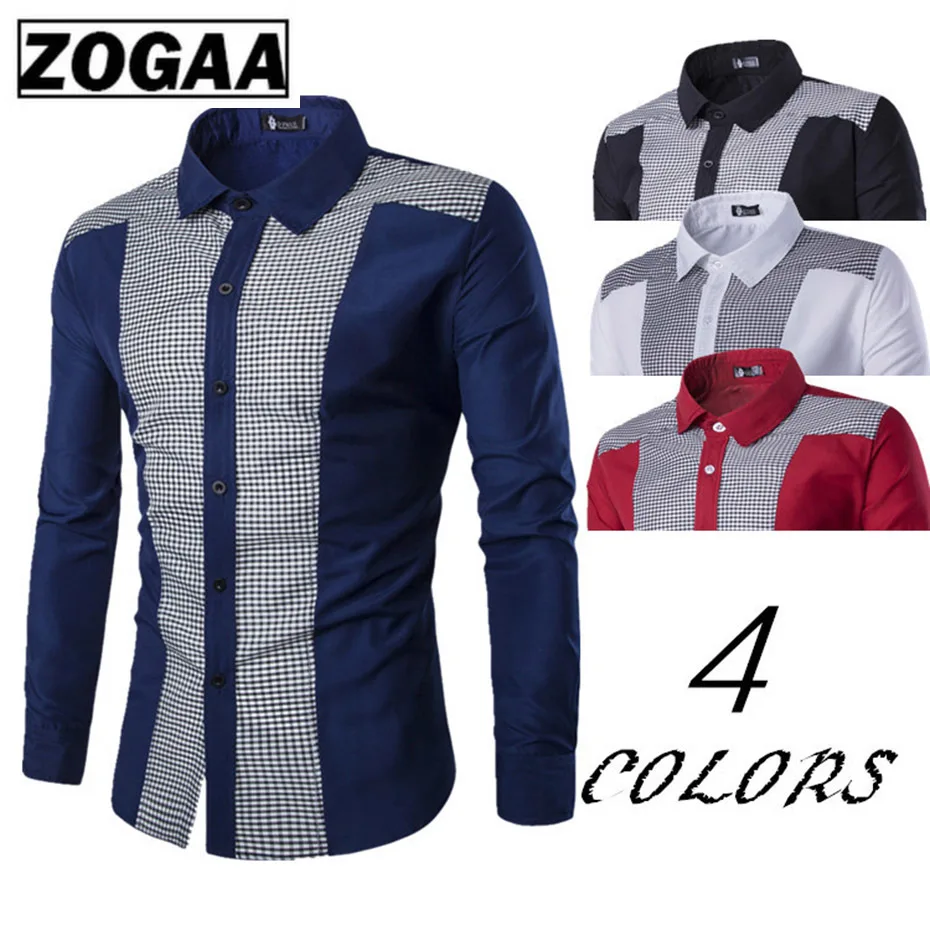 

Zogaa 2019 New Classical Shirts Male Shirts Men Spring Autumn Long Sleeve Turn-down Collar Formal Business Men Social Shirts