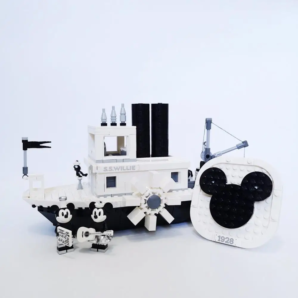 Новые идеи Steamboat Willie Совместимость с Iegoset 21317 16062 строительные блоки кирпичи