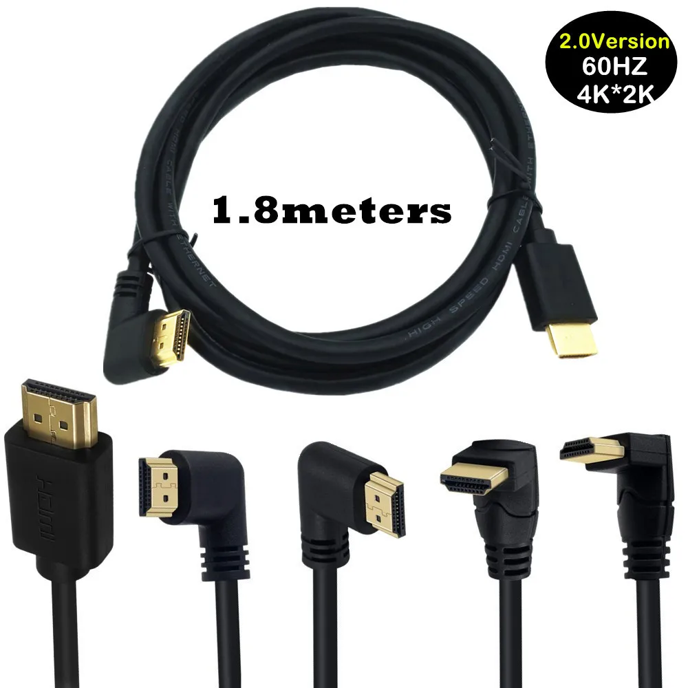 Short 90 degree Left Right UP Down angle HDMI-compatible Cable Double HDTV  Line Male to