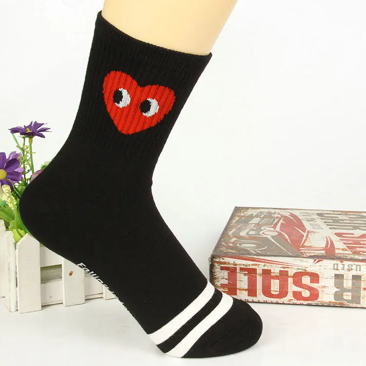 1 Korean Loving eyes stripe Dot crew women socks cotton warm Breathable Sweat Casual fashion funny cute sporting sock Autumn Winte - Цвет: 1