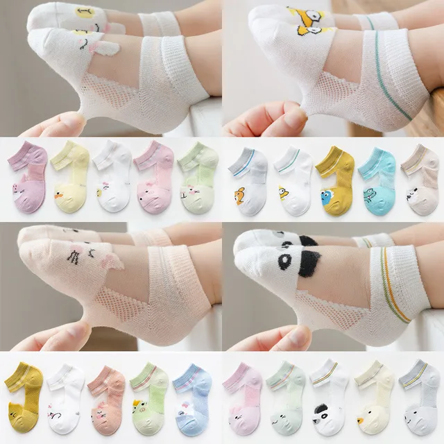 5 Pairs/Lot 0-5Yrs Baby Socks Summer Mesh Cotton Cartoon Animal Kids Socks Girls Cute Newborn Boy Toddler Socks Baby Accessories 1