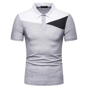 

S-XXL Big And Tall Polo Shirts Color Block Streetwear Men Polos Turn Down Collar Short Sleeve Blouse Summer Clothes US Size