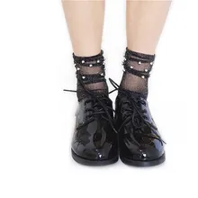 Новое высокое качество Летние Стильные Мода модные современные туфли для женщин; для девушек и женщин Блеск блестящая жемчужина носки с плотным плетением из бисера марлевые прозрачные носки