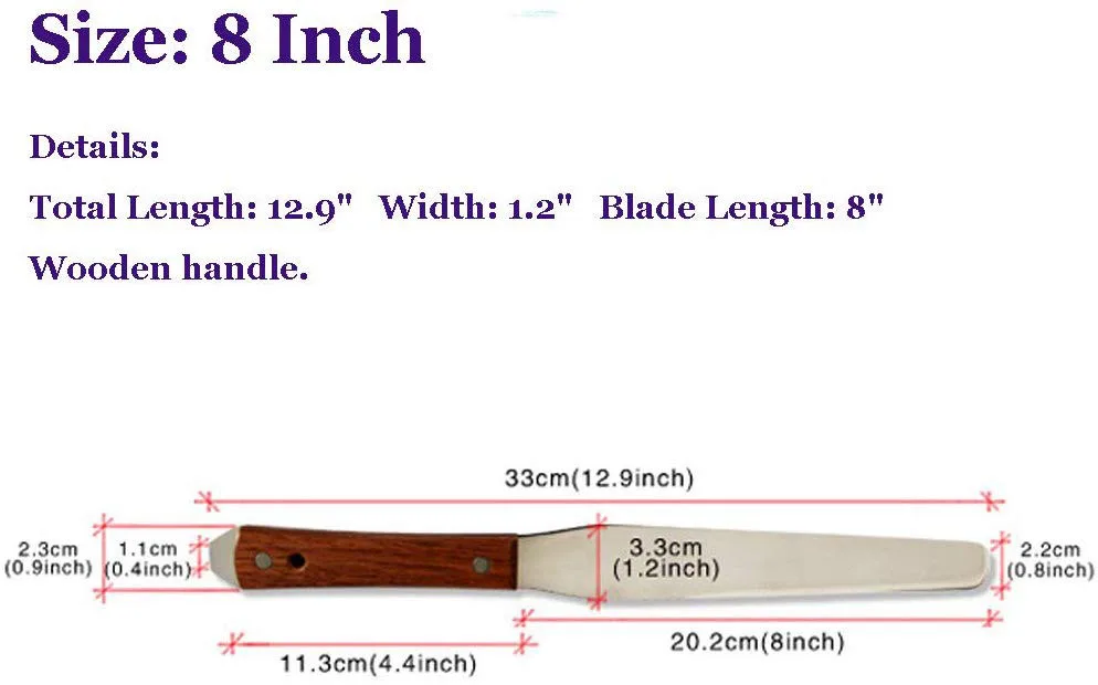 Шелкография промышленный шпатель для чернил лезвие из нержавеющей стали скребок и деревянная ручка трафаретная печать чернильный нож Запчасти для инструментов - Цвет: 8 inches