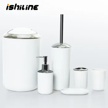 

6 Piece Set Simple Toiletries Bathroom Set Mouthwash Cup Toothbrush Holder Soap Box Plastic