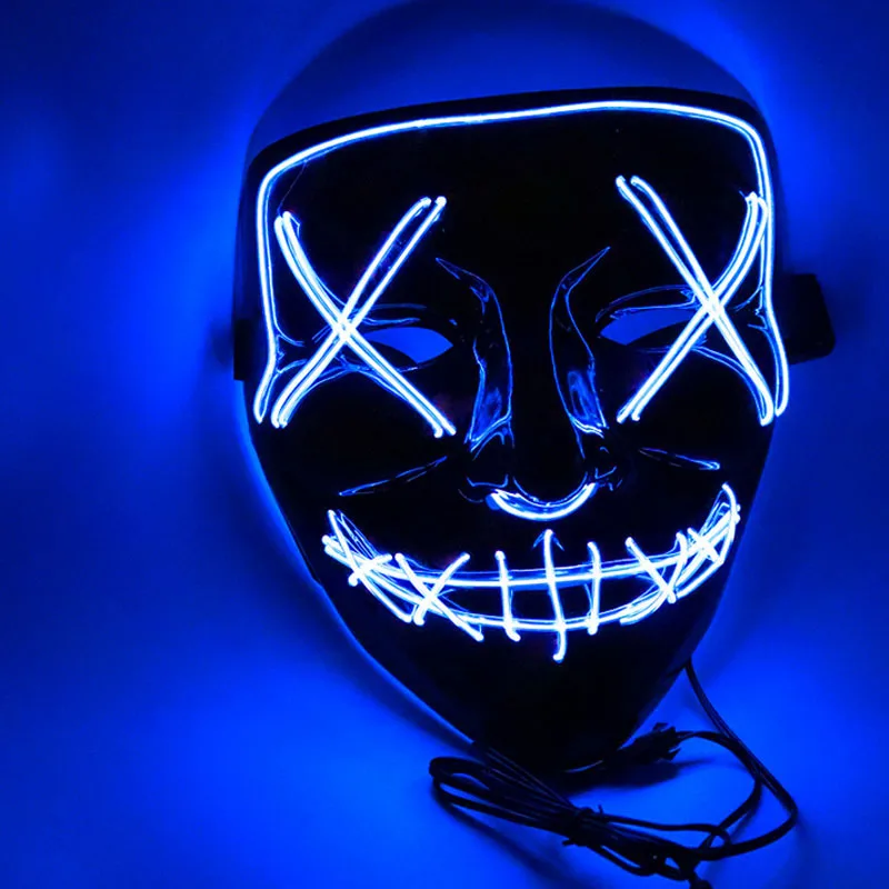 halloween el luminescent mask black bottom cold mask ktv ball