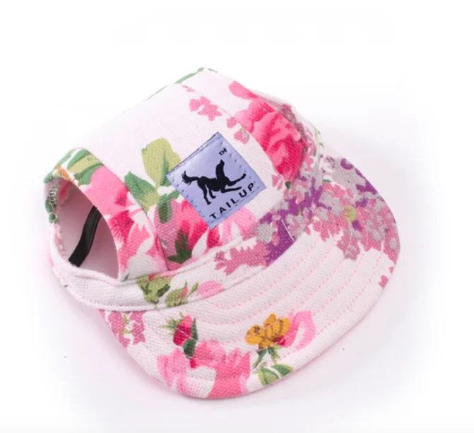Pet Dog Cap Tailup Cute Print Hat Small Dog Outdoor Hat Pet grooming dog hat Pets accessories for dogs cats - Цвет: flower