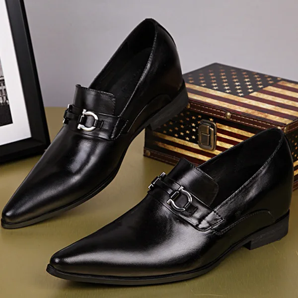

Loafers Men Genuine Leather Pointed Toe Casual British Style Zapatillas Full Grain Leather Cow Leather Slip-on Rubber