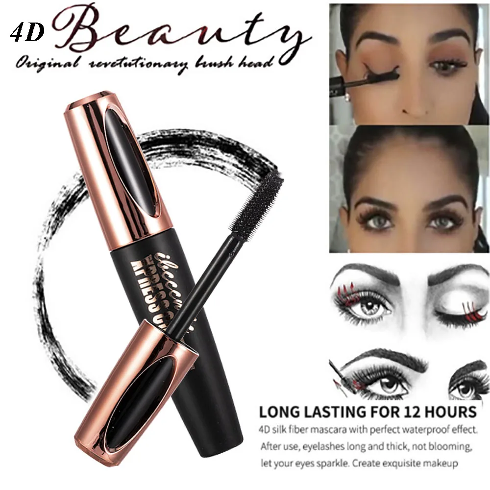 

New 4D Silk Fiber Lash Mascara Waterproof Rimel 3d Mascara For Eyelash Extension Black Thick Lengthening Eye Lashes Cosmetics