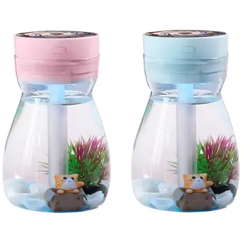 

2x Cute Cool Mist Humidifier Air Purifier USB Charging Air Humidifier with Led Light Air Moisturizing Bottle(Pink&Blue)