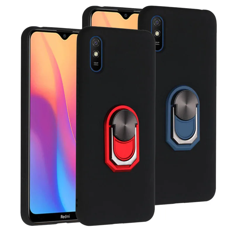 

Xiaomi Redmi 9A Case Shockproof Phone Silicon Case For Redmi 9A With Finger ring Magnetic Car bracket Protective Back Cover
