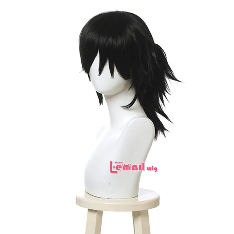 L-email wig Demon Slayer Tomioka Giyuu Cosplay Wigs Kimetsu no Yaiba Cosplay Wig Black Ponytail Men Wig Synthetic Hair Halloween