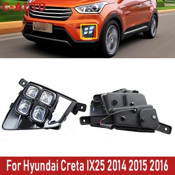 

C-Auto 2Pcs/set LED DRL Headlight Daytime Running Light Fog Light Cover Car- styling For Hyundai Creta IX25 2014 2015 2016