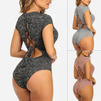 

Sexy Womens Fashion Backless Bodysuit Crew Neck Romper Bodycon Jumpsuit Leotard Tops
