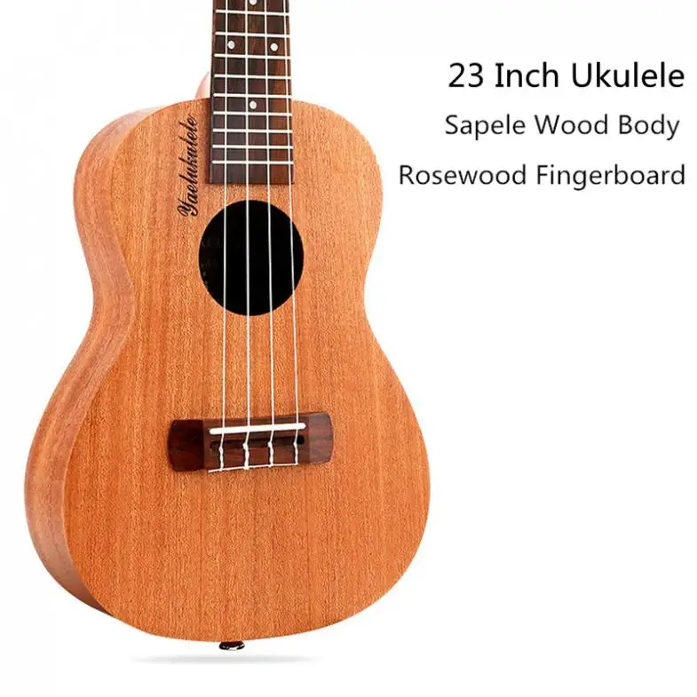 23 дюймов концертный укулеле Сапеле дерево 18 лад Гавайи четыре струны гитары Ukelele YAEL музыкальный инструмент