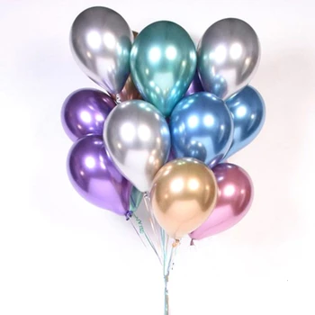 

50pcs/lot 12inch Latex Metallic Balloons Pearly Silver Gold Metal Globos Wedding Birthday Party Decorations Kids Supplies Baloon