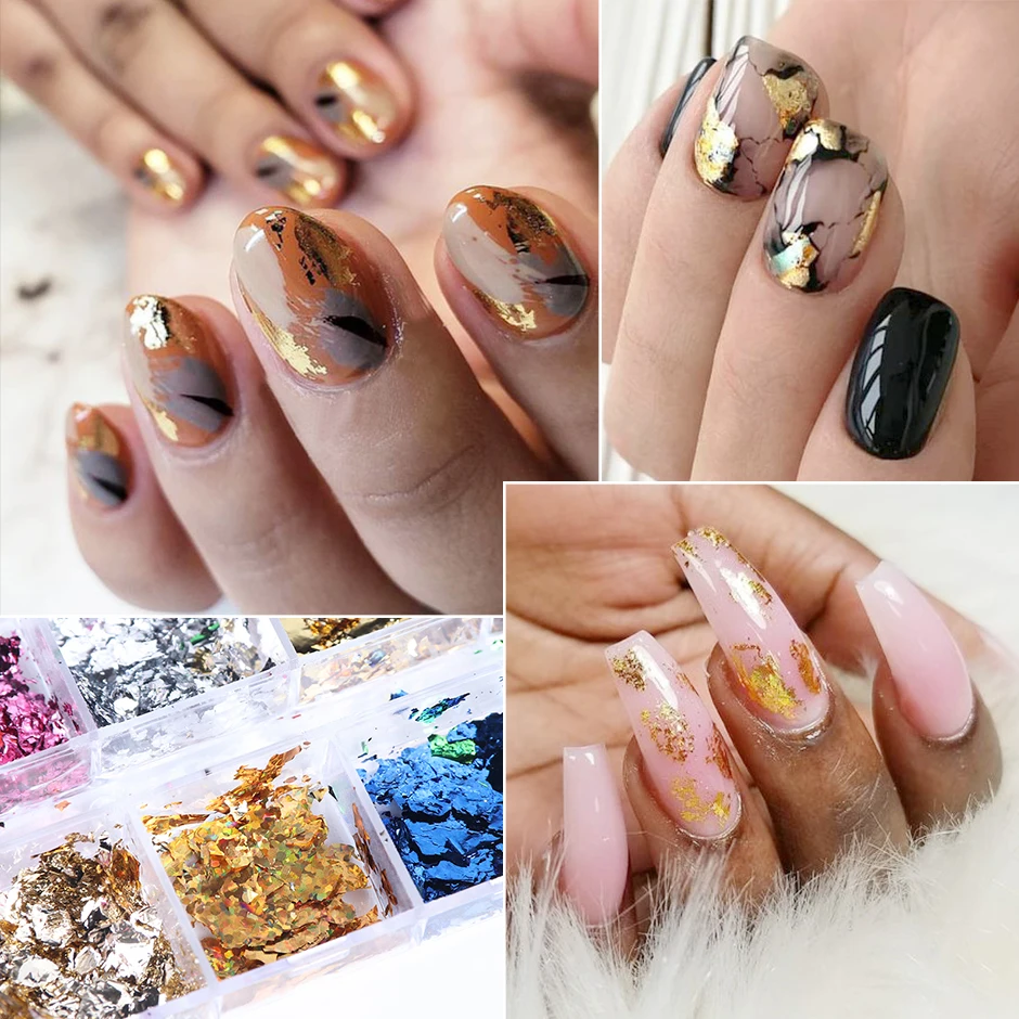 gold foil nail design