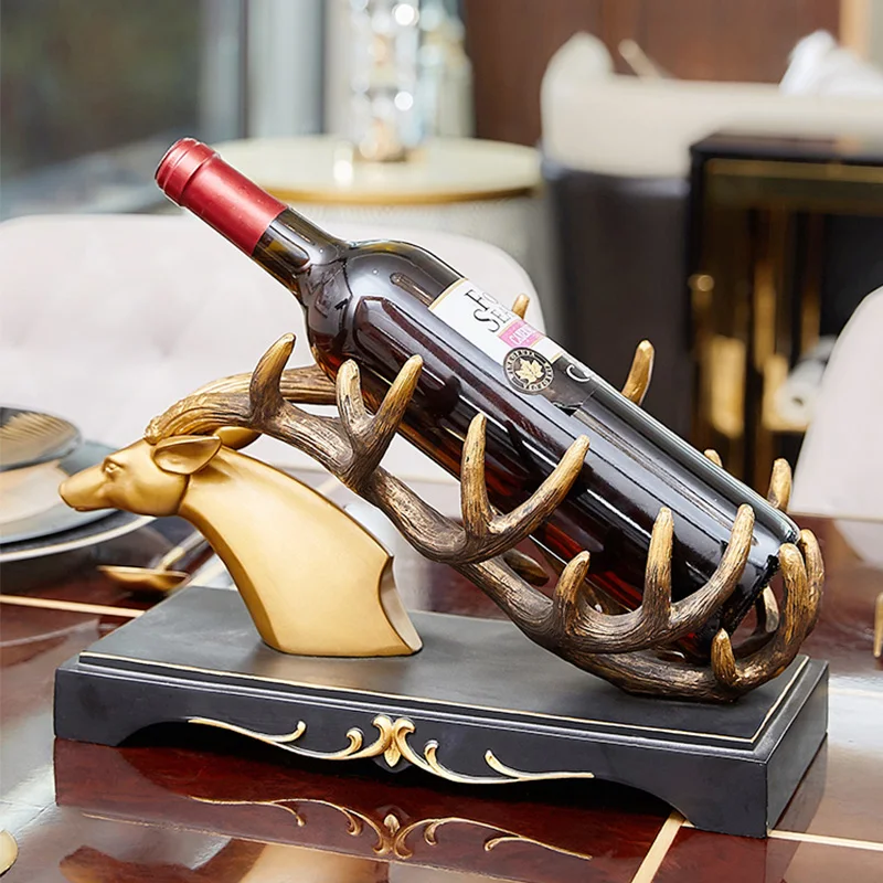 

Винная стойка из смолы в виде головы оленя Европейская ретро столовая Бар Винный шкаф настольная Винная стойка украшение для дома гостиной офиса