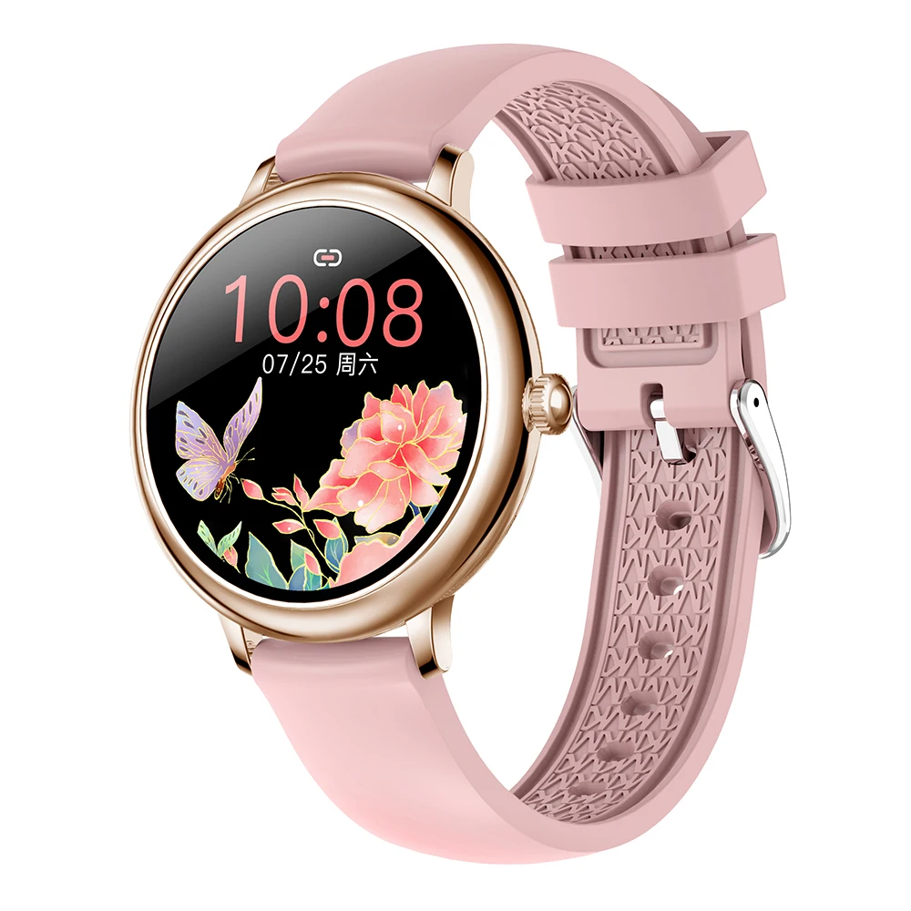 Best 2021 Fashion Smart Watch Women 1.08&quotHD Custom Wallpaper Heart Rate BP Monitor Function Female Smartwatch For iOS Android |