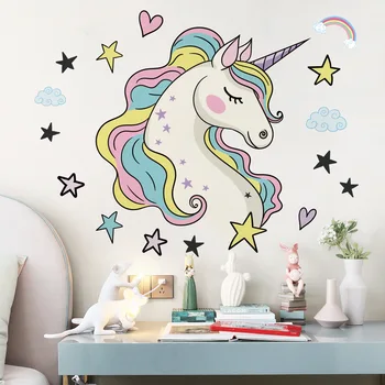 

Large Size Unicorn Wall Decor,Removable Unicorn Wall Decals Stickers Decor for Gilrs Kids Bedroom Nursery Birthday Party Favor