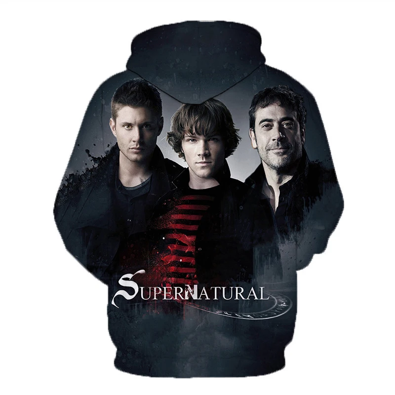 Supernatural 3D Print Hoodie para homens e