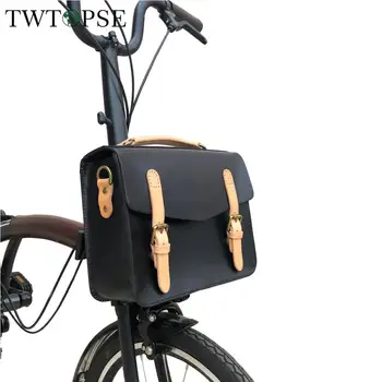 

TWTOPSE Bicycle Bike Cowhide Leather Bag For Brompton For 3SXITY Folding Bike Cycling Handbag With Rack Sholder Strip Parts