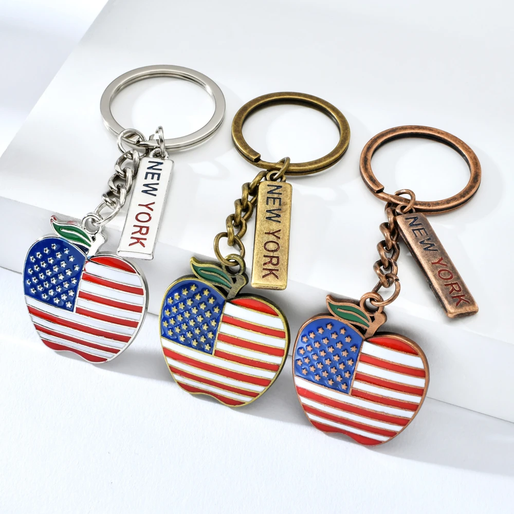 Metal Keychain Creative American Flag Prints Keyring Key Ring Gift Hanging 