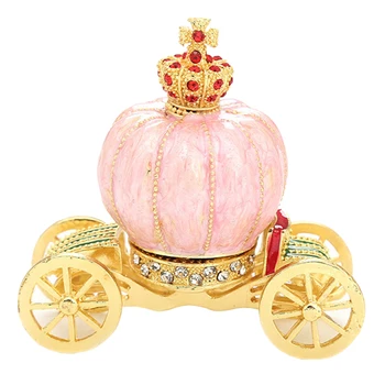 

Enameled Pumpkin Carriage Jewelry Box Holder Trinket Box Valentine's Day