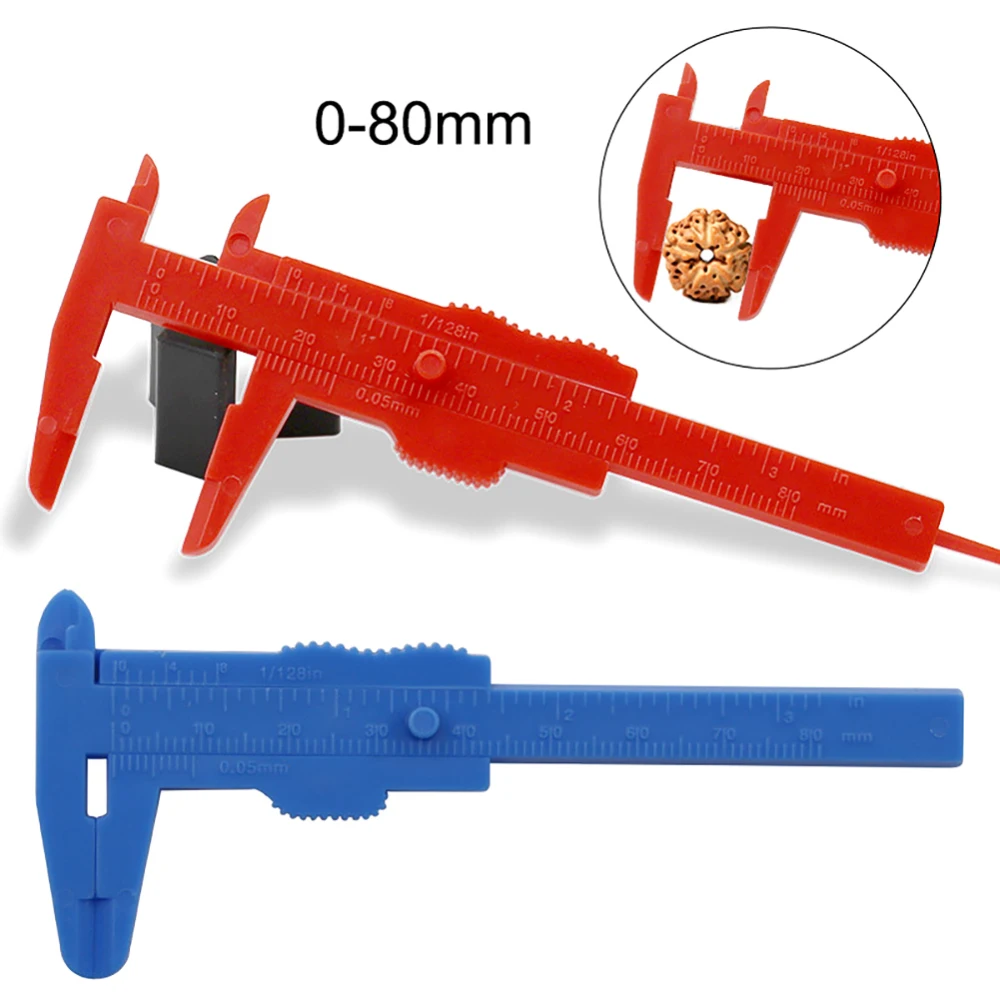

0-80mm Plastic Vernier Caliper Double Rule Scale Plastic Vernier Caliper Measuring Student Mini Tool Ruler DIY Model Making