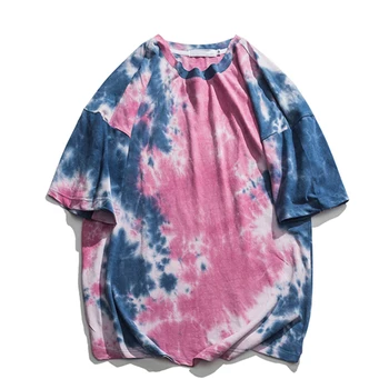 

Unisex Tie Dye Loose Tshirt Mens 2020 Summer Round Neck Streetwear Hipster T-Shirt Short Sleeve 100% Cotton Tee Shirts 6-Colors