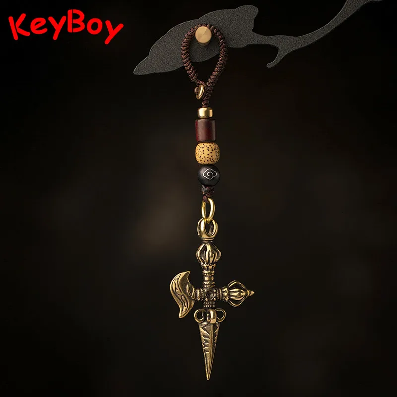 Латунный брелок в буддистском стиле Dorje Cross Vajry Pestle подвеска на шнурке винтажные
