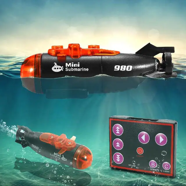 Mini Micro-radio Remote Control Submarine Ship Boat With Led Light Toy Submarine remote control ship For Children Underwater toy 5