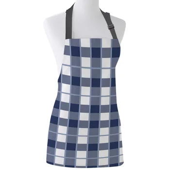 

Modern Blue White Ethnic Geometic Kitchen Aprons BBQ Bib Apron for Cooking Baking Restaurant Pinafore Home Christmas Decorations