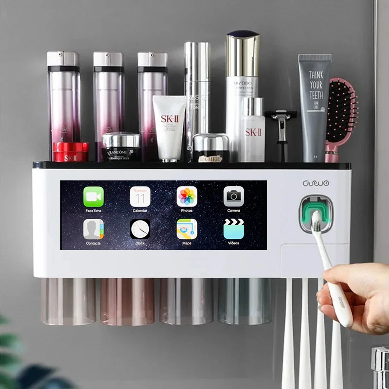 Magnetic Adsorption Toothbrush Holder Automatic Toothpaste Squeezer Home Storage Shelves Wall-Mounted Bathroom Accessories Sets | Дом и сад