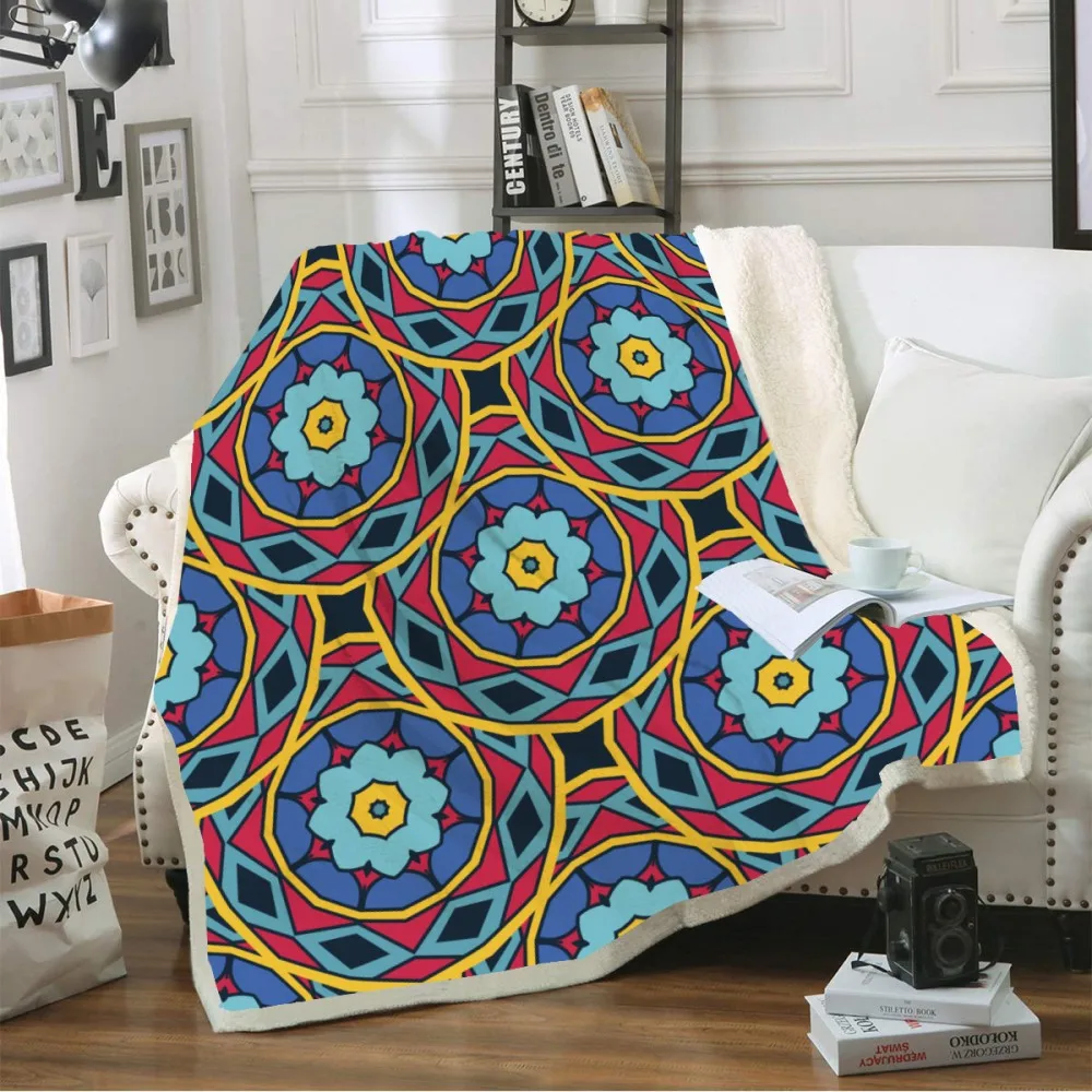 Boho пледы одеяло мягкое шерстяное одеяло 3D цветочные узоры печати этнический стиль диван покрывало зимний лист сон в путешествиях одеяло