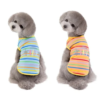 

Pet Spring Summer Printed Vest for Cats Dogs Cotton Breathable Sleeveless Shirt Fashion Stripe Printed Pet Vest Dog Clothes