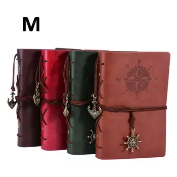 

Retro Notebook Spiral Diary Vintage Pirates Anchors PU Leather Notebook Replaceable Stationery Gift Handmade Leather Notebook